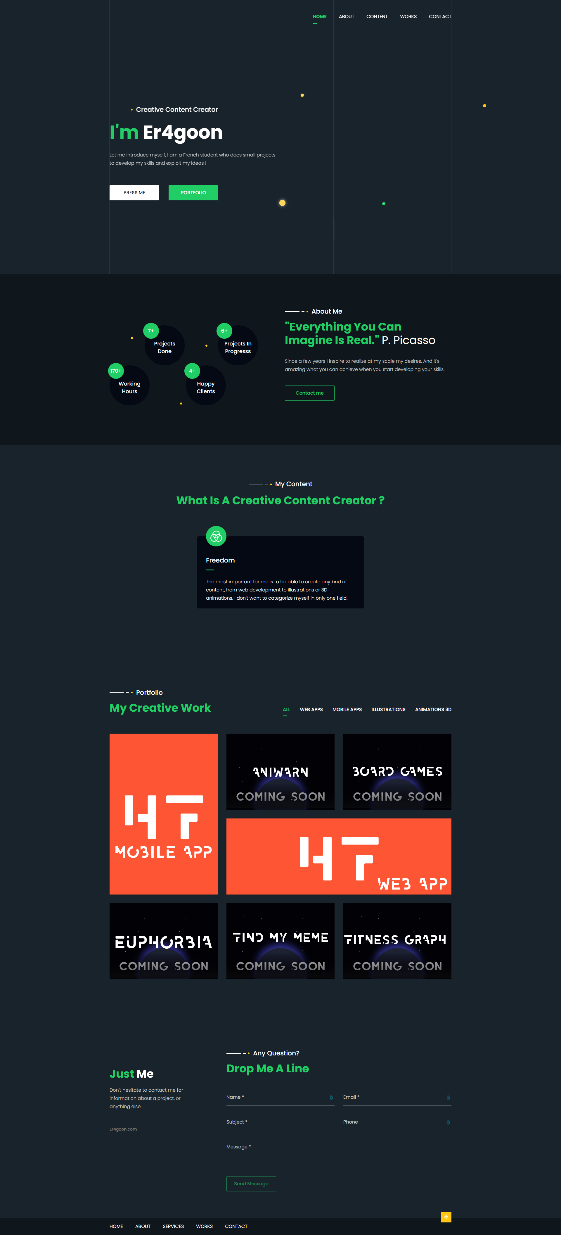 Screen of personal site project